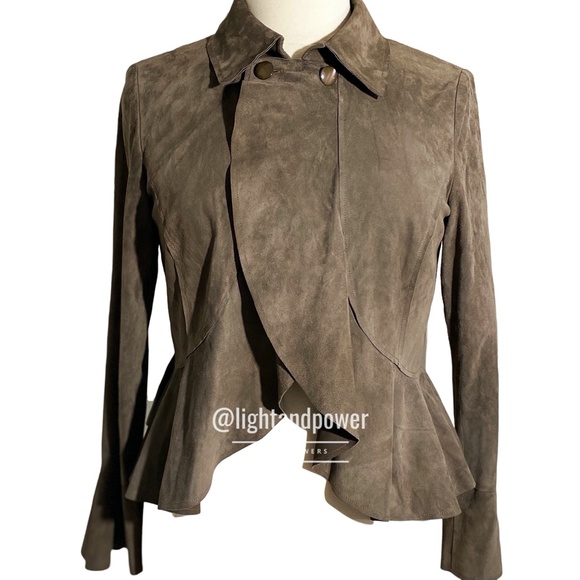 St. John Jackets & Blazers - Vintage St. John Brown Suede Peplum Jacket 14 EUC